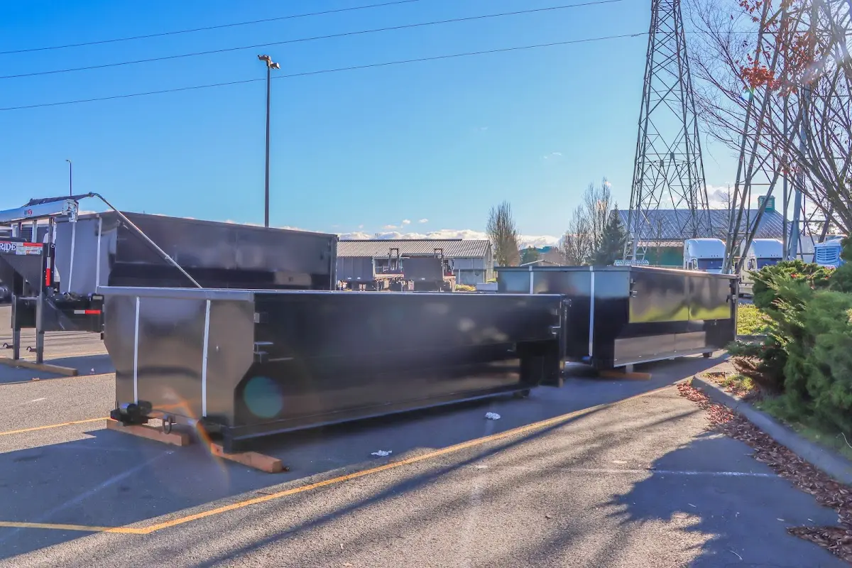 Roll-off dumpster ready for waste disposal at job site for Roofing Dumpster Rental in Bothell East